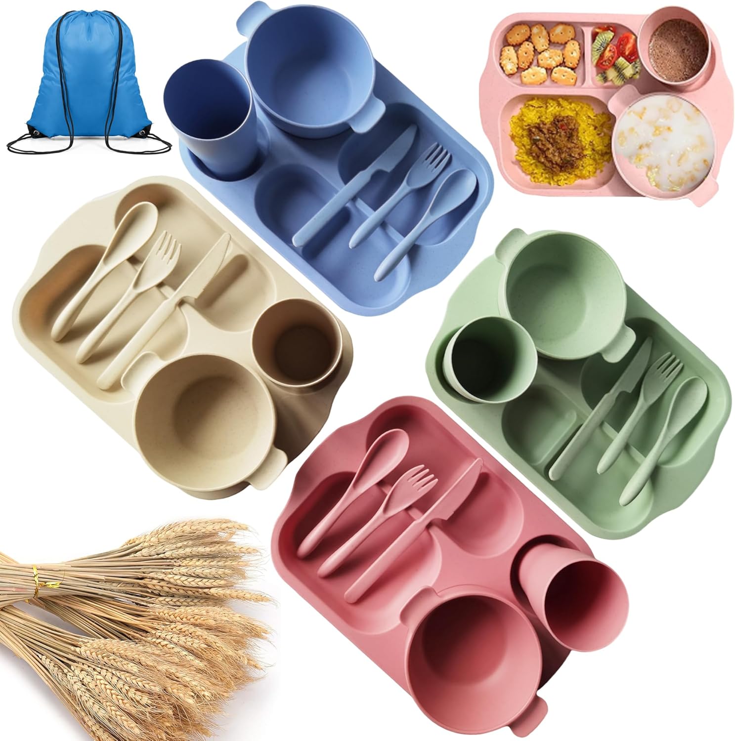 Stainless Steel Straw - 25 Pcs Wheat Straw Dinnerware Set