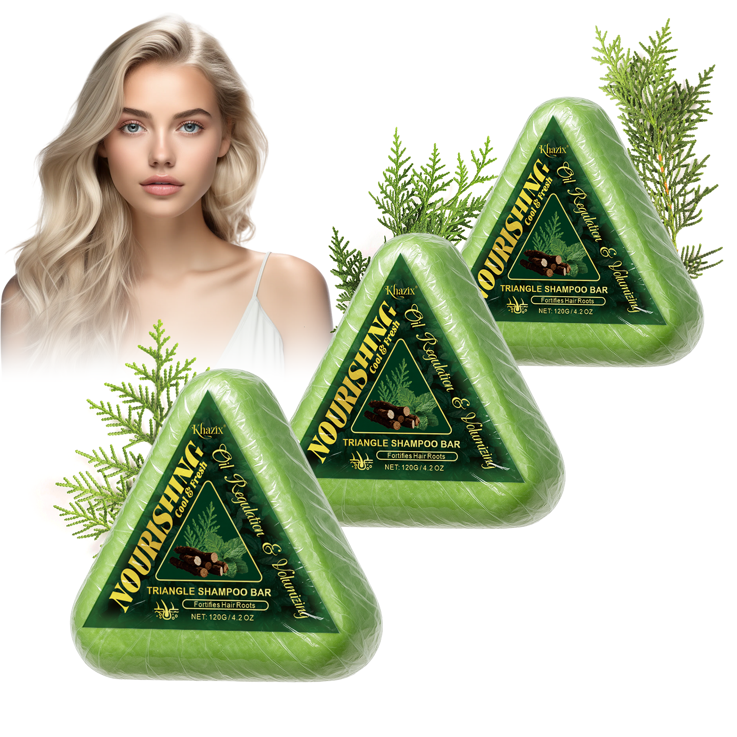 Bar Soap Shampoo Solid - Green Triangle Soap Shampoo Bar with