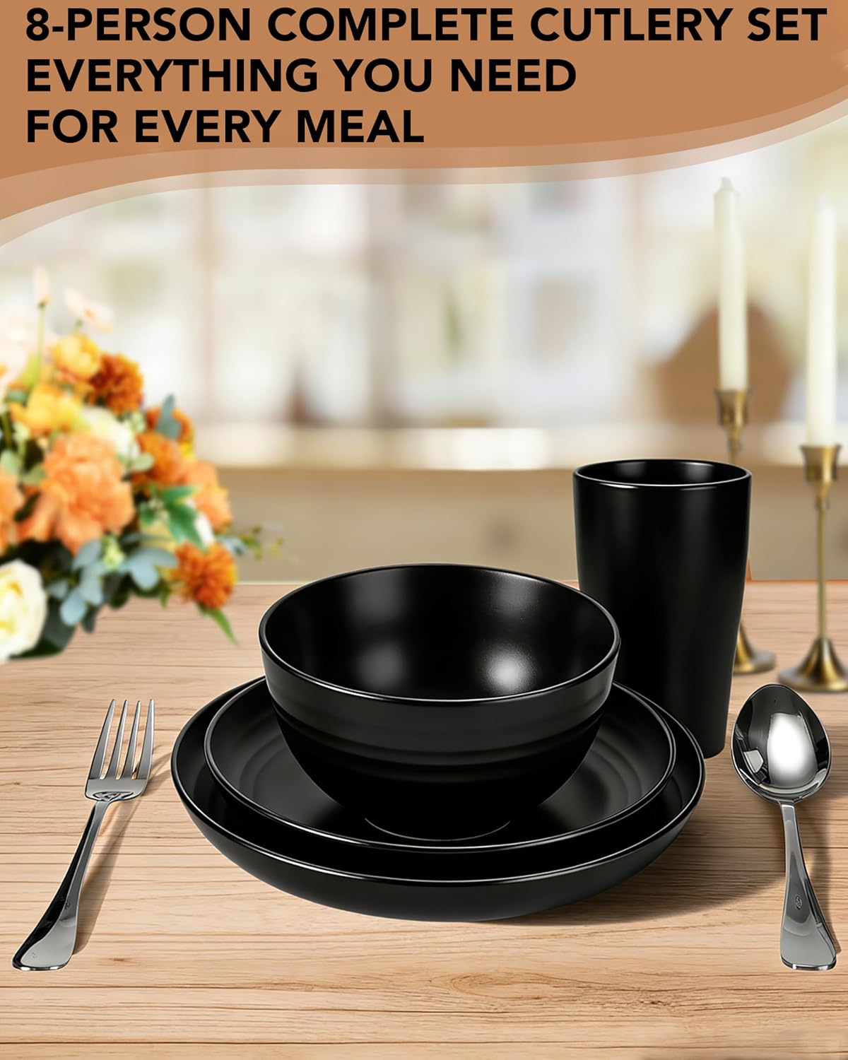 48 Piece Dinnerware Set for 8  – обзор и цена Stainless Steel Straw