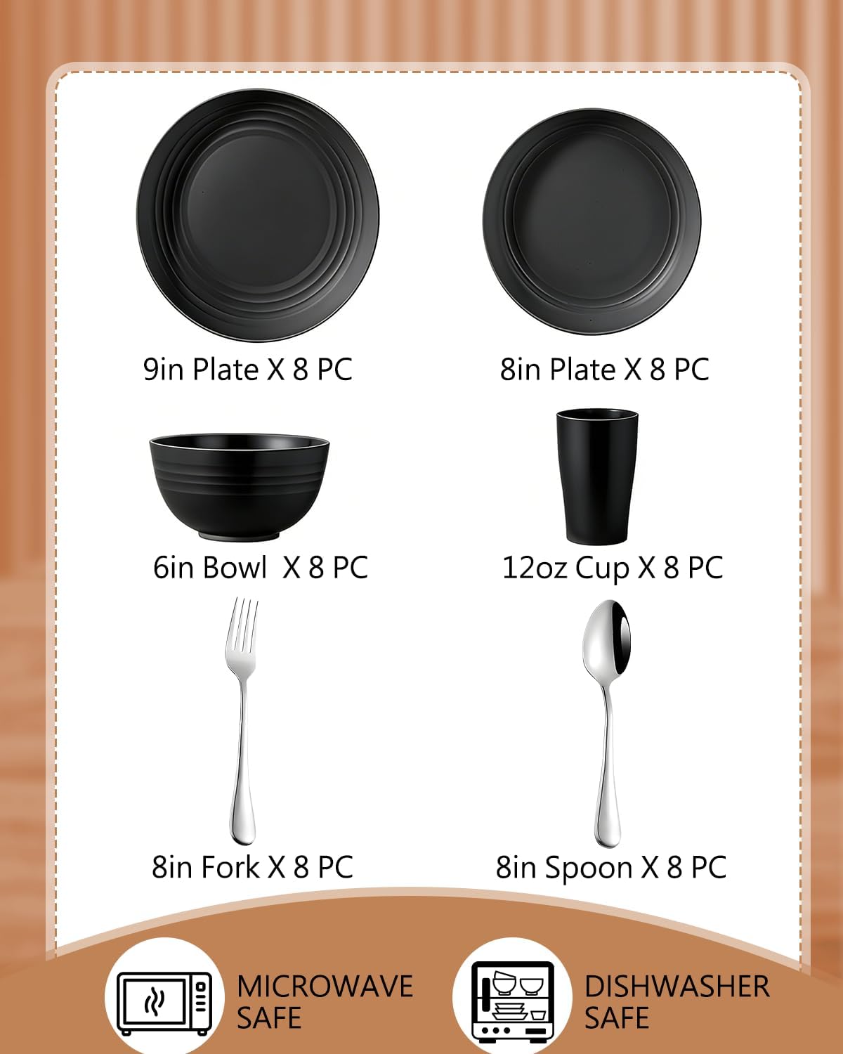 48 Piece Dinnerware Set for 8  – обзор и цена Stainless Steel Straw