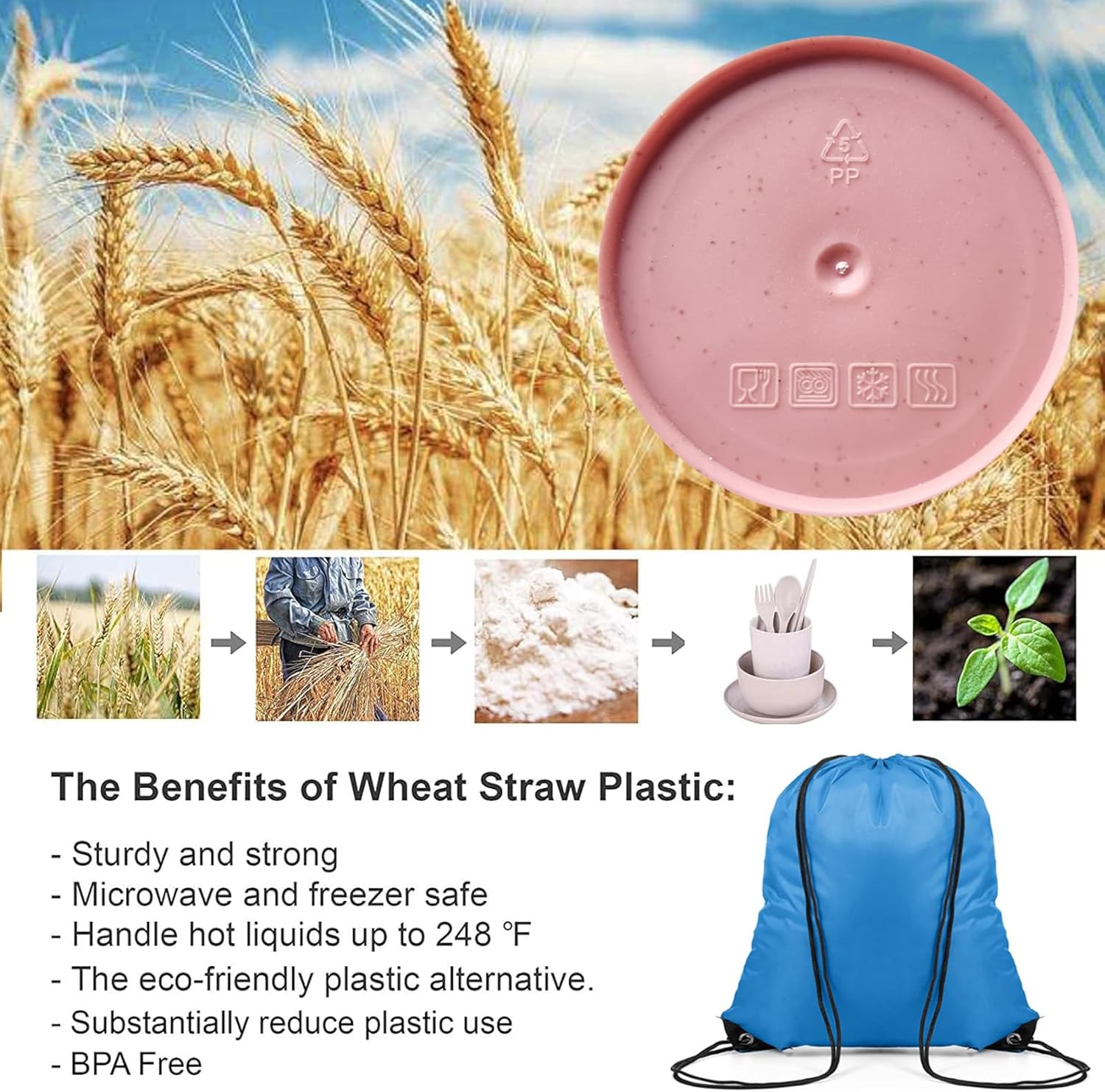 25 Pcs Wheat Straw Dinnerware  – обзор и цена Stainless Steel Straw