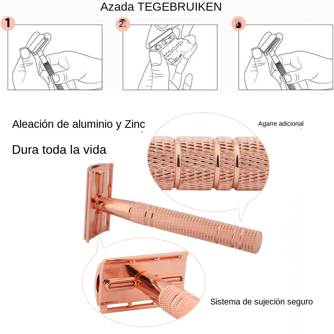Rose Gold Razor,Classic Double – обзор и цена Safety Razor Handle