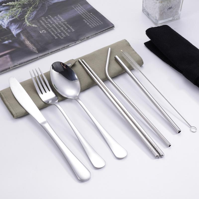 8 Pcs/Set Tableware Travel Cut – обзор и цена Stainless Steel Straw