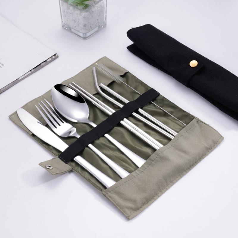 8Pcs/Set Tableware Travel Cutl – обзор и цена Stainless Steel Straw